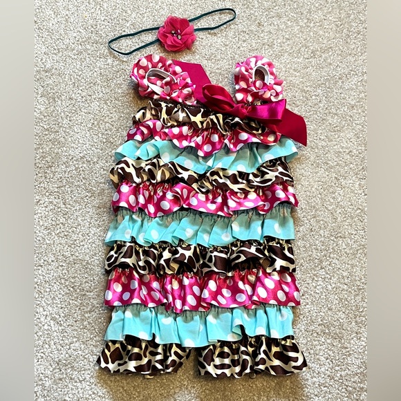 New Satin Romper and matching Headband - Picture 1 of 3